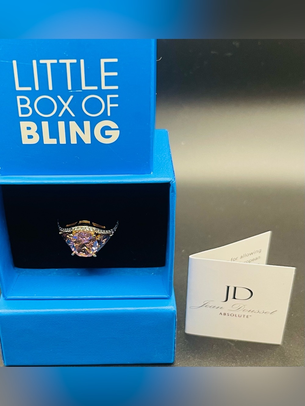 NIB Jean Dousset Absolute Vintage Pink Ring 
8mm stone size 8 .925 vermeil